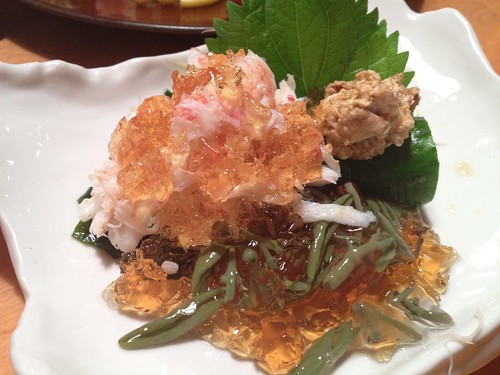 カニとジュンサイのポン酢ジュレ@すし屋魚真 下北沢店
