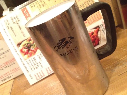 さくさく揚げたて串かつとビールでちょい飲み。ソース２度づけ禁止は大阪スタイルですね。＠串かつ どて焼き 名代 幡ヶ谷店