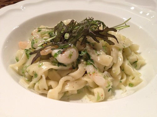 フィットチーネ　小海老と青海苔クリームソース　柚子胡椒風味＠ラ・パスタイオーネ