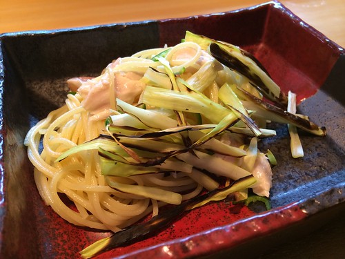 黄ニラと鶏肉、青唐辛子のパスタ@ガッロ(Gallo)