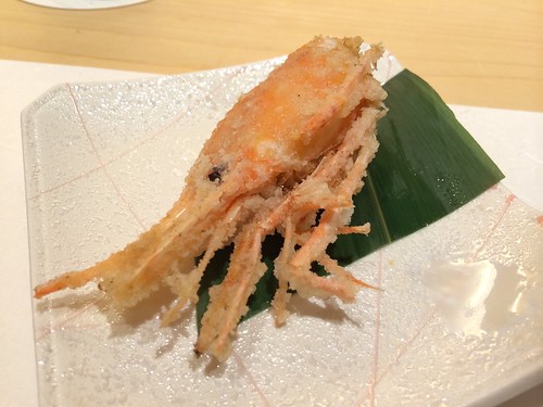 ボタン海老の頭は揚げて@魚こう鮨 西荻窪店